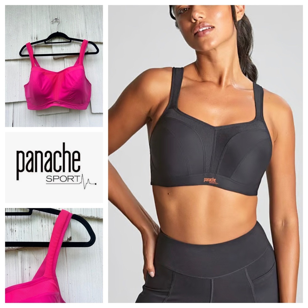 Panache Sport Underwire High Impact Sports Bra Hot Pink 38FF 5021 Racerback Hook